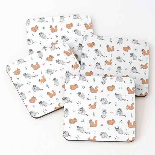 Item preview, Seamless cartoon raccoon and squirrel designed and sold by SweetPea49.