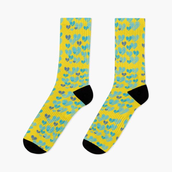 Item preview, Hearts in Bunches, Cerulean Blue on a Yellow Background designed and sold by CoffeeWires.