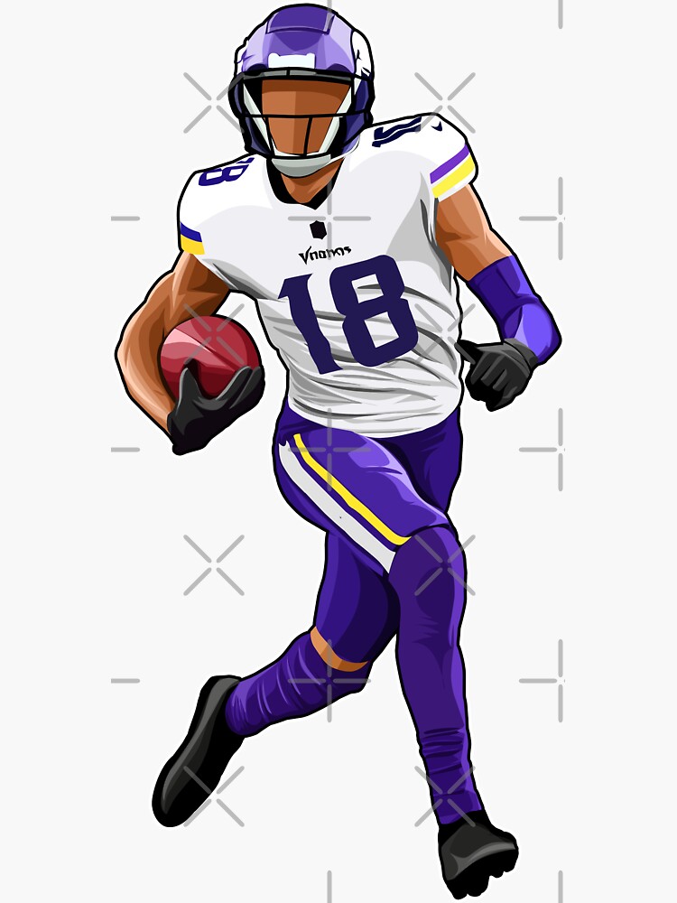 "Justin Jefferson #18 Runs The Ball" Sticker by LawlessPostman | Redbubble