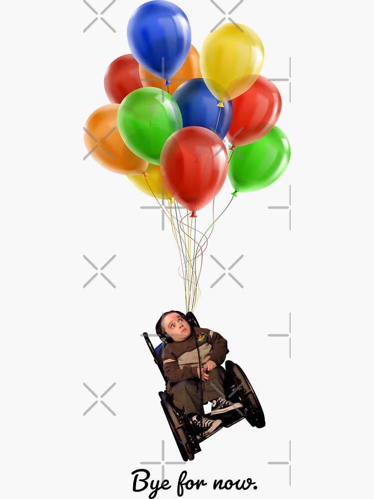 Eric The Actor Flying With Balloons Bye For Now Sticker For Sale By Misterplop Redbubble