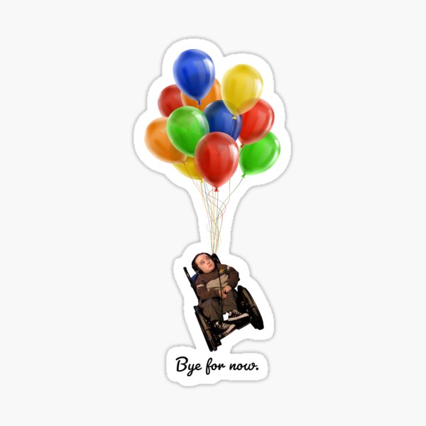 Eric the Actor Flying with Balloons "Bye for Now" Sticker