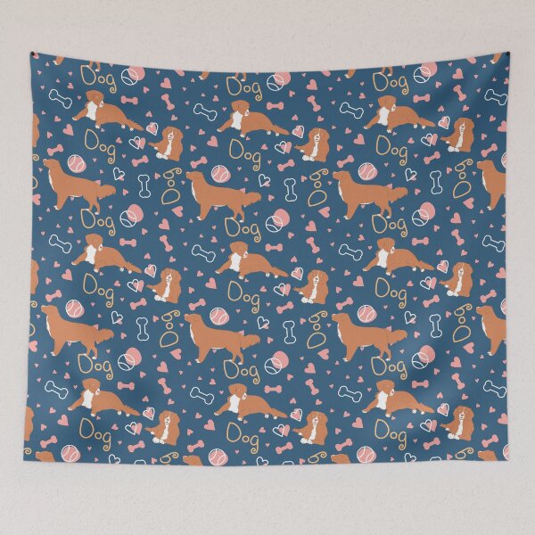 Item preview, Cute Nova Scotia Duck Tolling Retriever Toller - Navy Background designed and sold by Lulupainting.