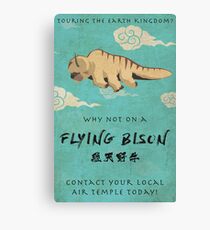 Vintage Flying Bison Travel Poster Canvas Print