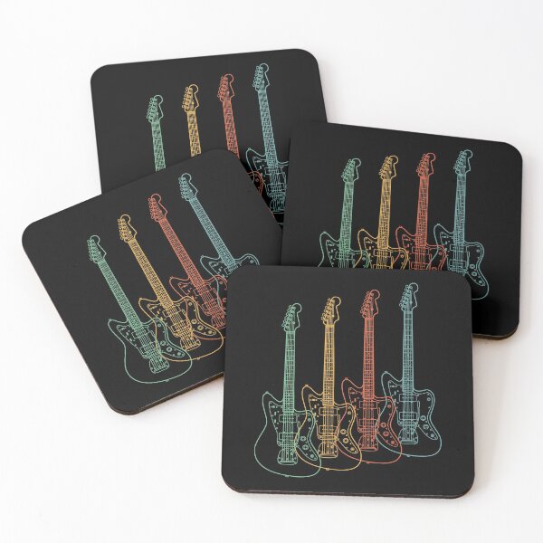 Item preview, Four Offset Style Electric Guitar Outlines Retro Color designed and sold by nightsworthy.