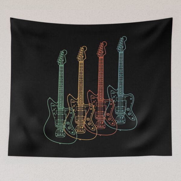 Item preview, Four Offset Style Electric Guitar Outlines Retro Color designed and sold by nightsworthy.