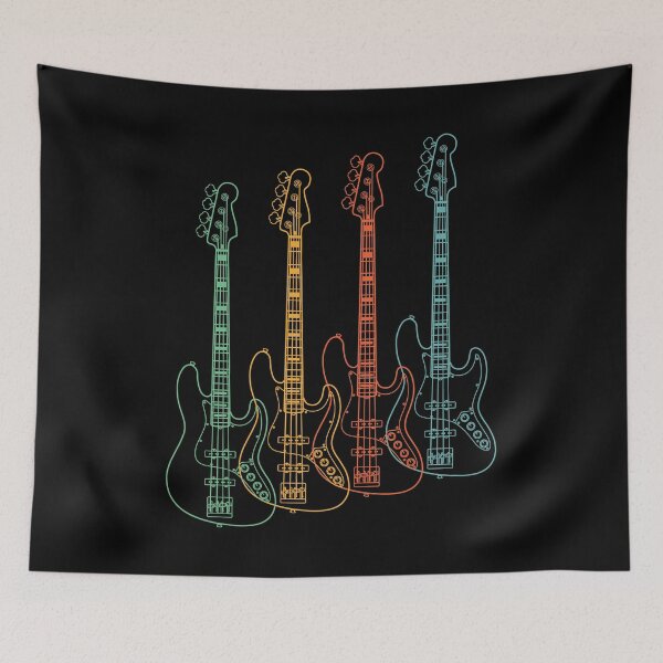 Item preview, Four J-Style Bass Guitar Outlines Retro Color designed and sold by nightsworthy.