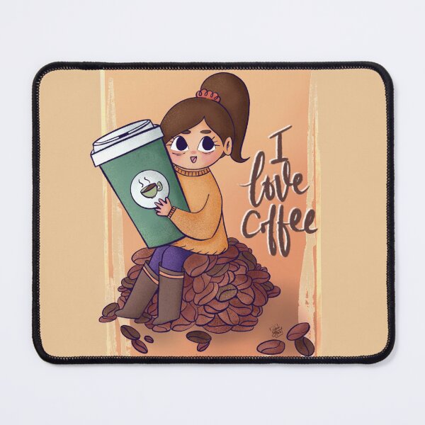 Item preview, I Love Coffee Cute Kawaii Girl designed and sold by SharSquaredArt.