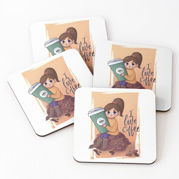 Item preview, I Love Coffee Cute Kawaii Girl designed and sold by SharSquaredArt.