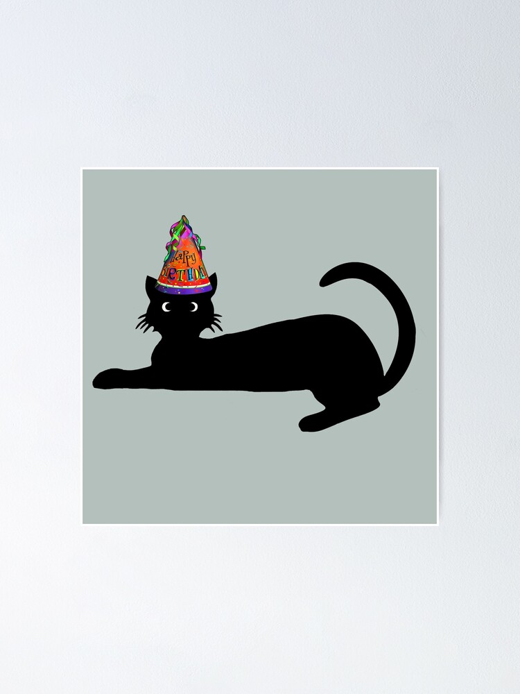 Poster Joyeux Anniversaire Mignon Chat Noir Par Timelessfancy Redbubble