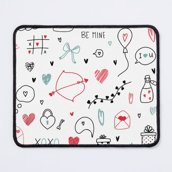 Item preview, Colorful seamless pattern with love hand drawn doodles for St.Valentine s day with hearts, bow, arrows, poison, lettering, calendar, garland, lanterns, letter, gift, balloon designed and sold by Viktoriia Chorna.