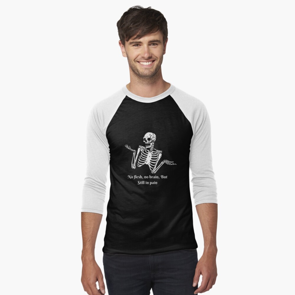 Skeleton In Beach - No Flesh No Brain But Still In Pain  Essential T-Shirt  for Sale by vinciwear