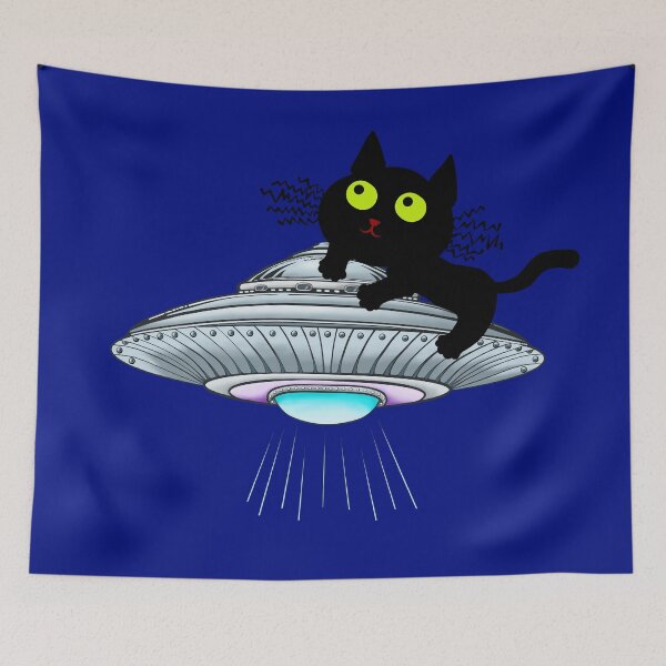 Item preview, Lucky Black Cat Riding the UFO designed and sold by Kestrelle.