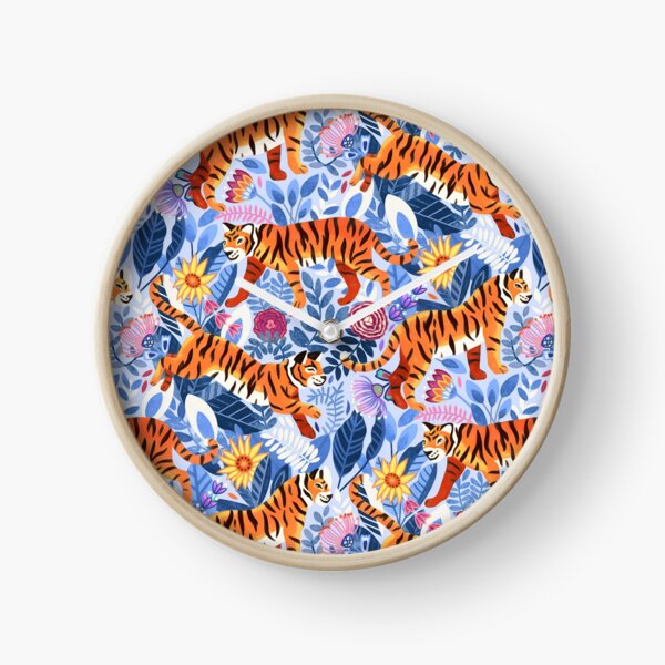 Vista previa del artículo con la obra «Próspera enredo de tigre y flora púrpura bígaro», diseñado y vendido por TigaTiga.