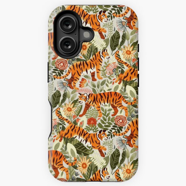 Aperçu de l'œuvre Enchevêtrement de tigre florissant et flore verte chaude créée et vendue par TigaTiga.