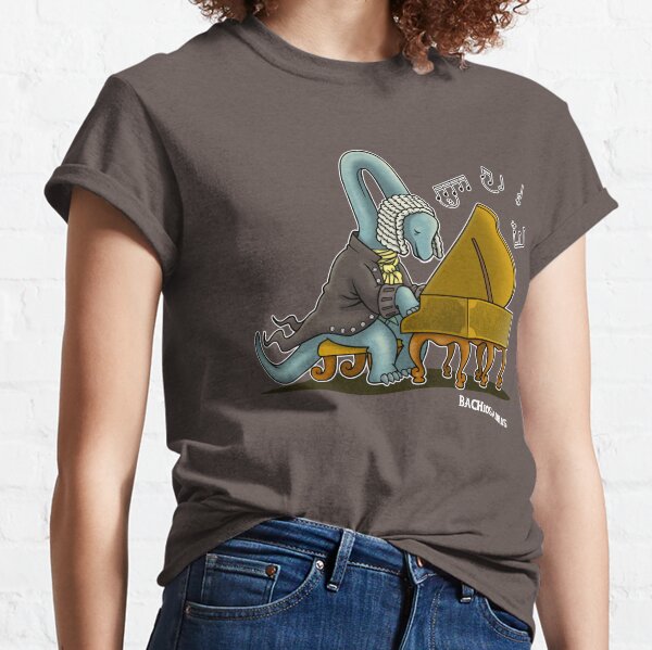 Bachiosaurus Cute Musician DInosaur Bachiosaurus Cartoon Classic T-Shirt