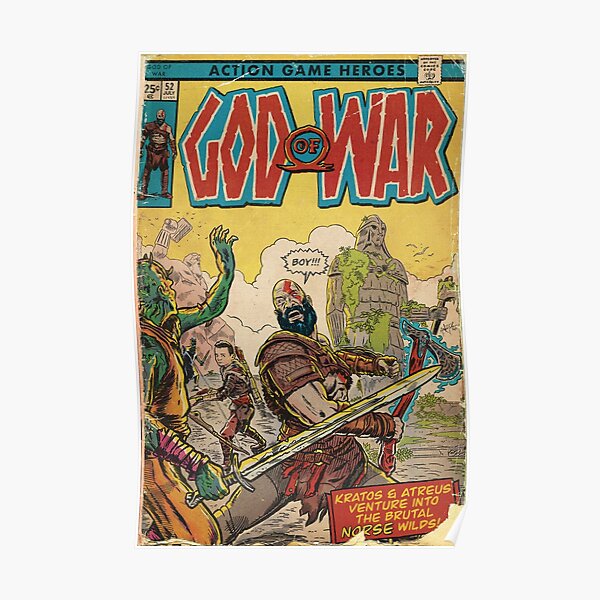God of War fan art comic book cover Poster