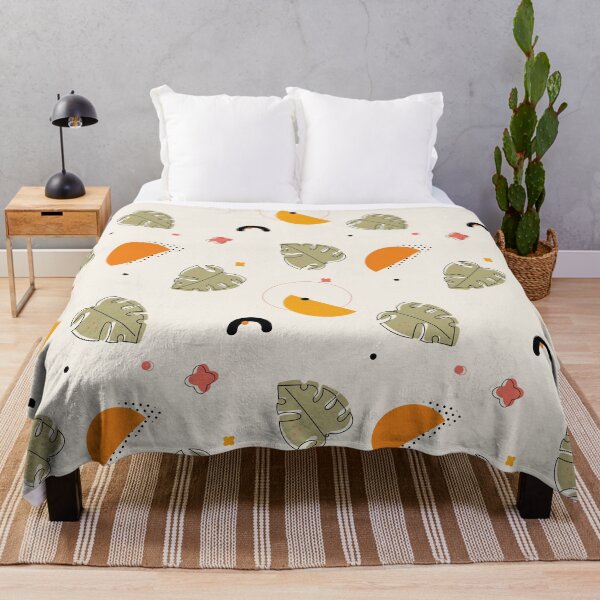 Item preview, Abstract Memphis with Mostera Leaves in Warm Pastels. designed and sold by AgaRyc.