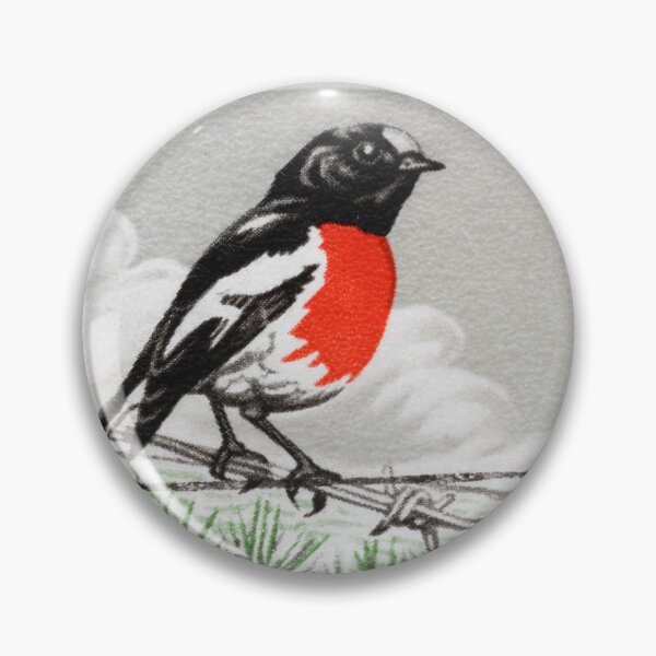 Item preview, Vintage 1960's/1970's stamp from Australia featuring the native Scarlet Robin designed and sold by CoreImaging.