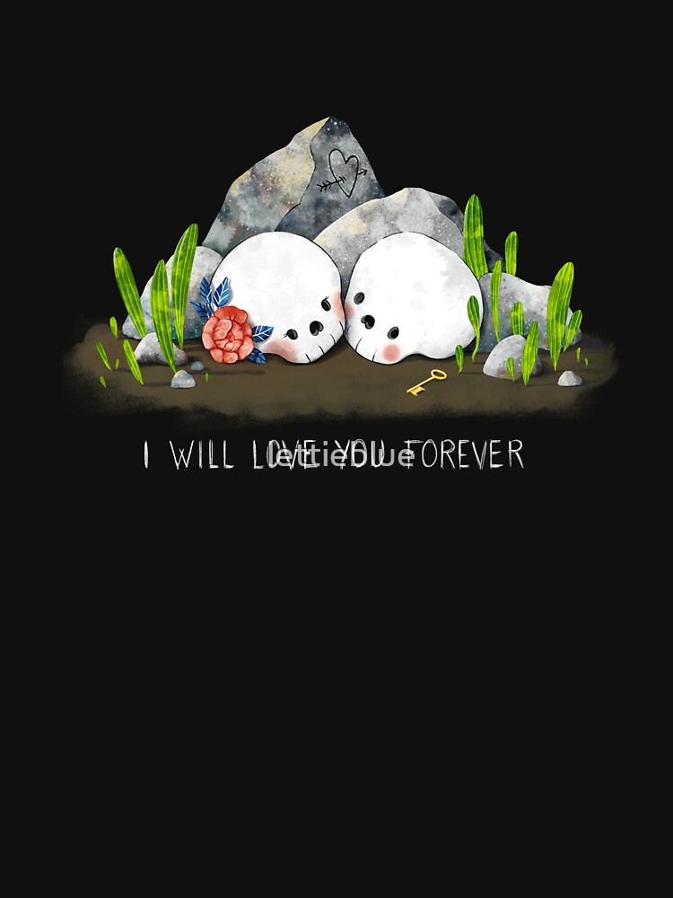 I will love you forever Valentine’s Day skulls Black background version by lettieblue
