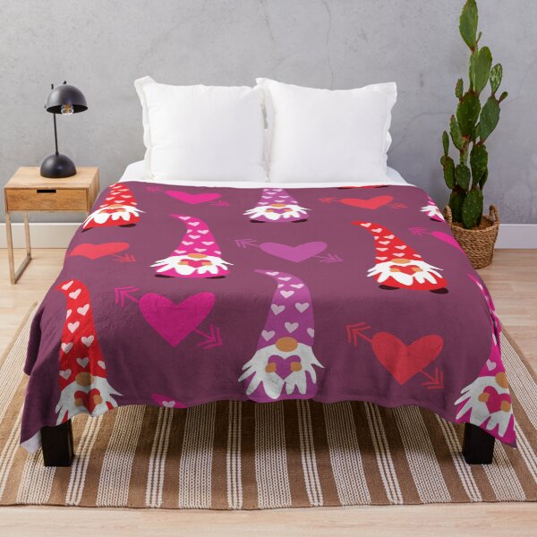 Item preview, Valentine gnomes pattern in red , pink and purple with hearts designed and sold by Yasminepatterns .