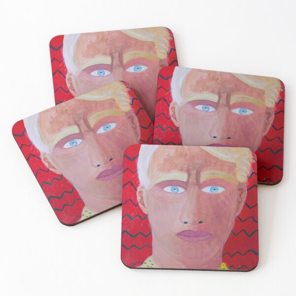 Item preview, Blonde man with red background designed and sold by Rebekah Gavra.