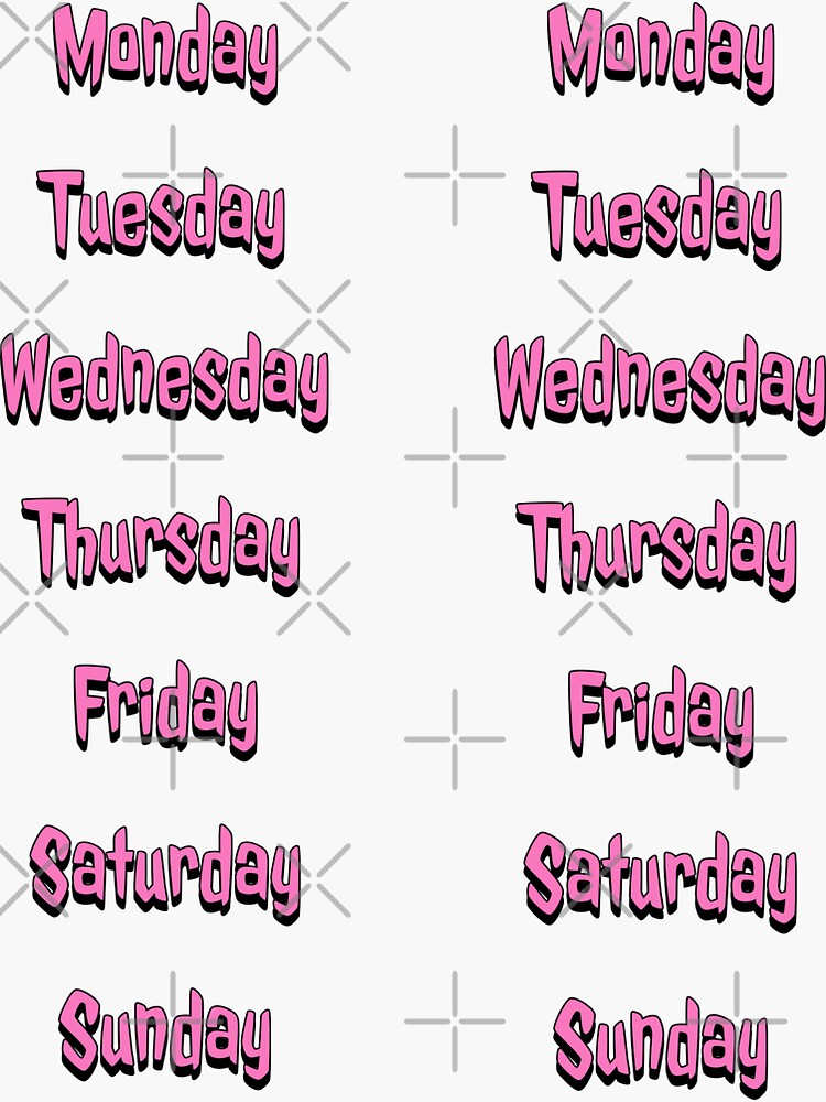 Days of the week sticker pack - Days of the week journal Sticker for Sale  by Theleochick