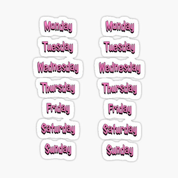 days of the week sticker pack Sticker for Sale by KofiCub