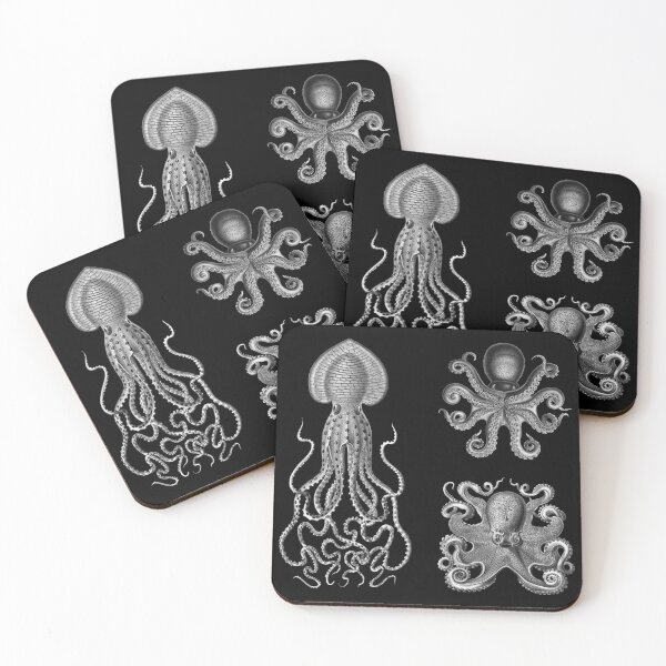 Item preview, Octopus Squid Kraken Art Tentacles Seashell Deep Sea Ocean Creatures Lover (Black & White, Multi Pack Sheet) designed and sold by Mechanical Whispers.