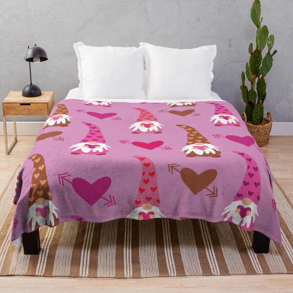 Item preview, Valentine gnomes in pink, gray and brown with hearts and arrows designed and sold by Yasminepatterns .
