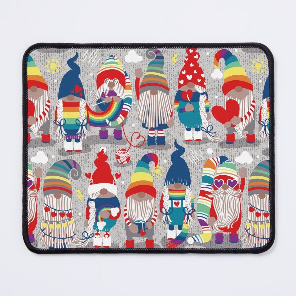 Item preview, I gnome you // grey background little happy and lovely gnomes with rainbows vivid red hearts designed and sold by SelmaCardoso.