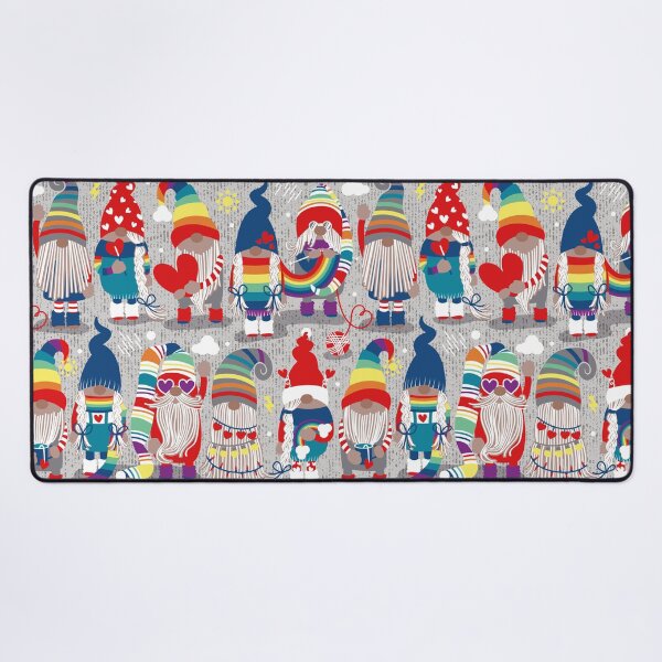 Item preview, I gnome you // grey background little happy and lovely gnomes with rainbows vivid red hearts designed and sold by SelmaCardoso.