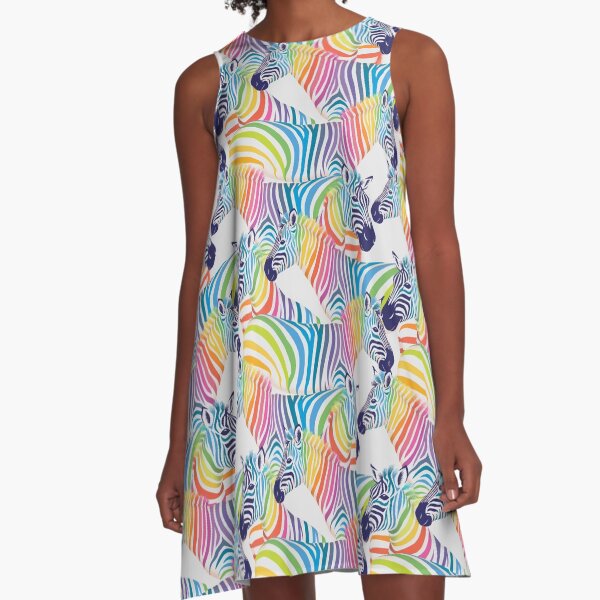 Rainbow Pride Zebras A-Line Dress