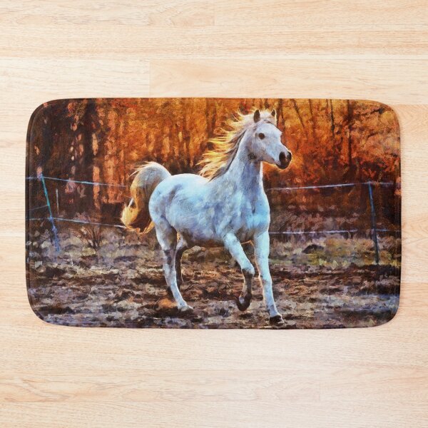 Item preview, A White Horse Galloping With The Sun Setting Behind The Trees Digital Painting designed and sold by NeavesPhoto.