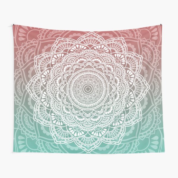 Muted Peach and Turquoise Tapestry Tapestry