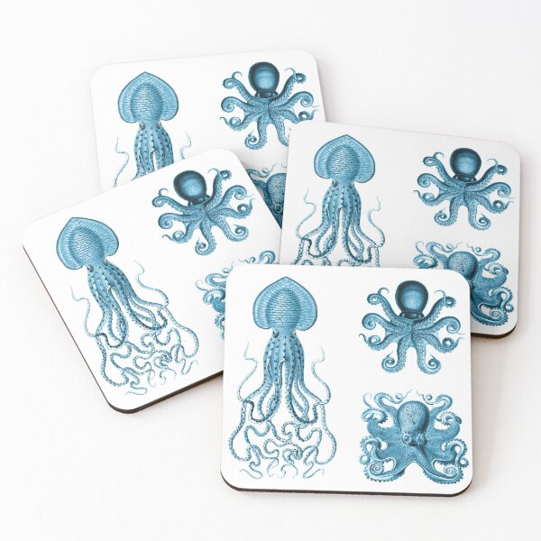 Item preview, Octopus Squid Kraken Art Tentacles Seashell Deep Sea Ocean Creatures Lover (Blue, Multi Pack Sheet) designed and sold by Mechanical Whispers.