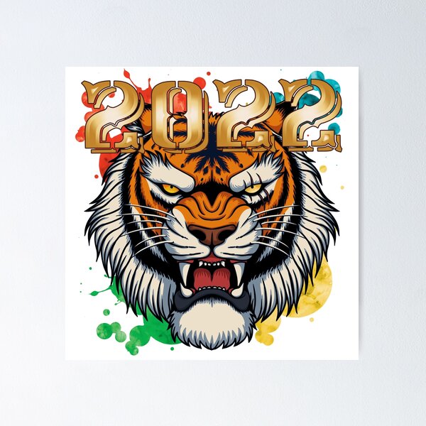 Item preview, Year Of The Tiger 2022 - Fierce Tiger -  Paint Splash Design designed and sold by onjcdesign.