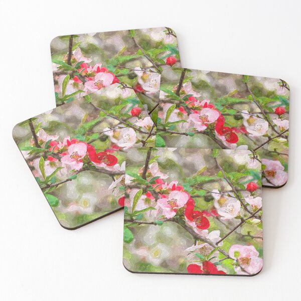 Item preview, Red And Pink Flowering Quince Painterly designed and sold by mljdwhite.