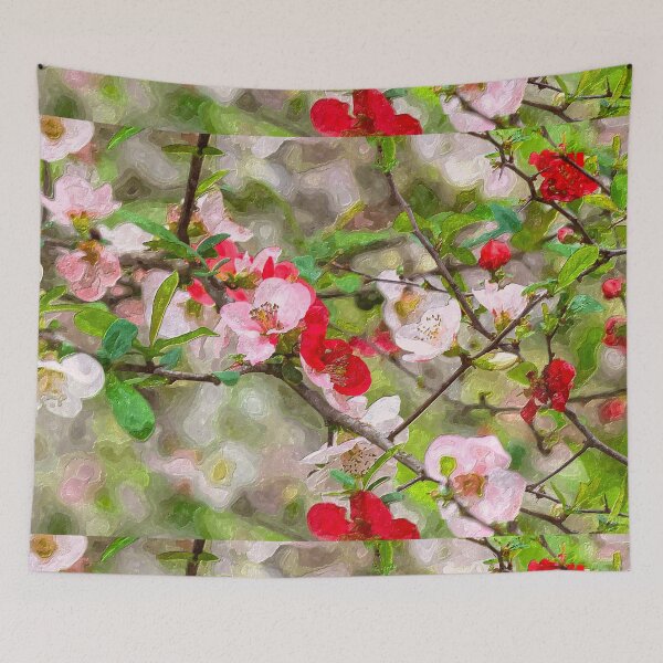 Item preview, Red And Pink Flowering Quince Painterly designed and sold by mljdwhite.
