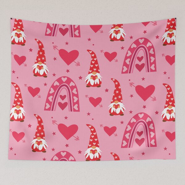 Item preview,  Valentine Red gnomes pattern with boho rainbow and hearts  designed and sold by Yasminepatterns .