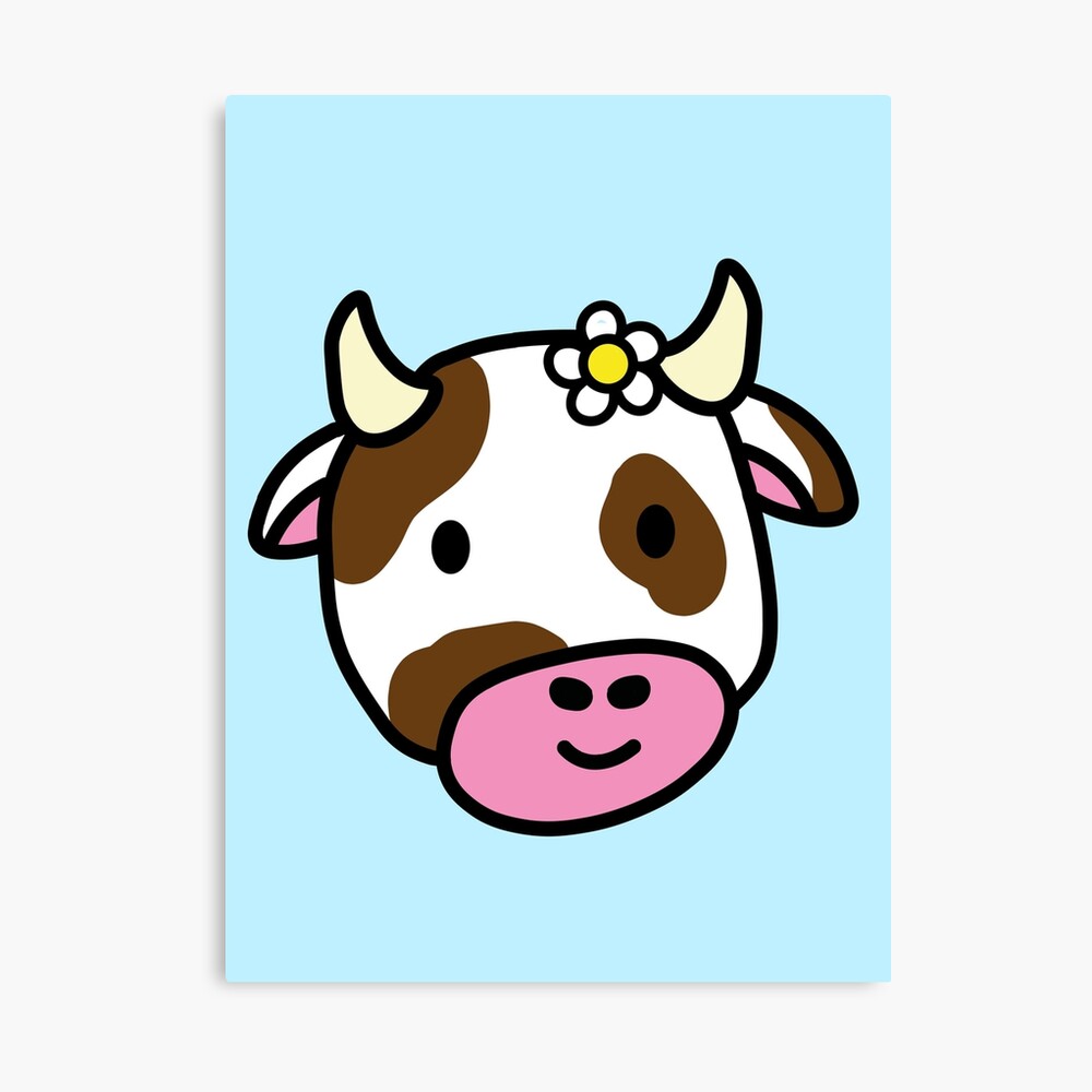 Cute cartoon dairy cow with daisy brown spots