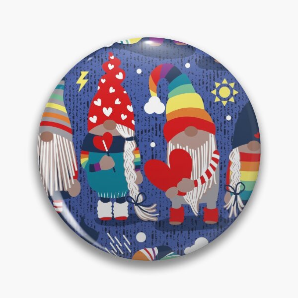 Item preview, I gnome you // electric blue background little happy and lovely gnomes with rainbows vivid red hearts designed and sold by SelmaCardoso.