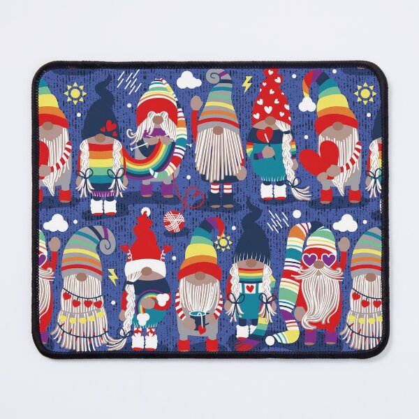 Item preview, I gnome you // electric blue background little happy and lovely gnomes with rainbows vivid red hearts designed and sold by SelmaCardoso.