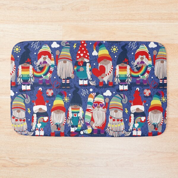 Item preview, I gnome you // electric blue background little happy and lovely gnomes with rainbows vivid red hearts designed and sold by SelmaCardoso.