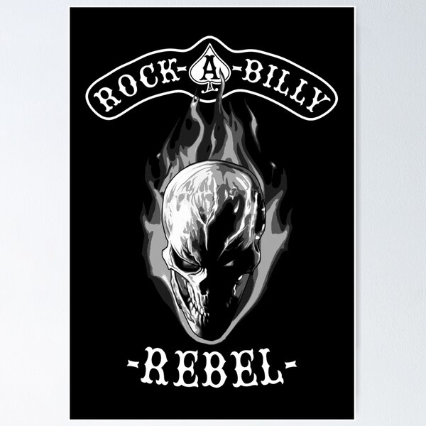 Item preview, Rockabilly Rebel Skull monotone designed and sold by SquareDog.