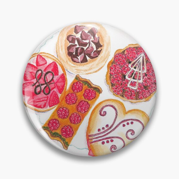 Item preview, Cakes and Pastries Watercolour | Raspberry Tart | Meringue | Strawberry Tart | Puff Pastry designed and sold by Maddy Bennett.