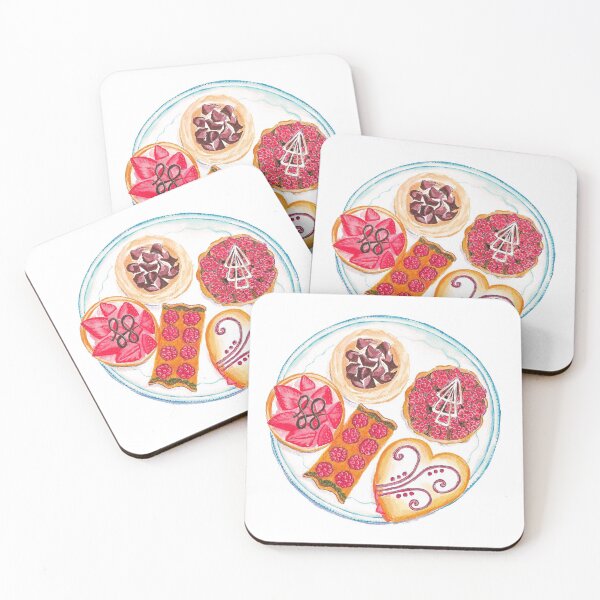 Item preview, Cakes and Pastries Watercolour | Raspberry Tart | Meringue | Strawberry Tart | Puff Pastry designed and sold by Maddy Bennett.