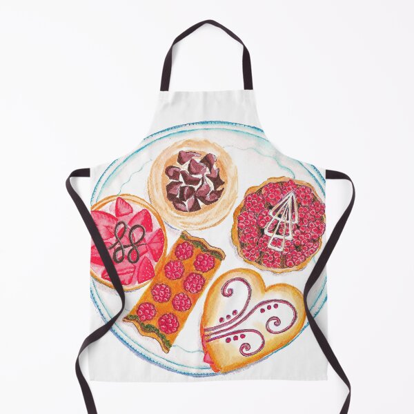 Item preview, Cakes and Pastries Watercolour | Raspberry Tart | Meringue | Strawberry Tart | Puff Pastry designed and sold by Maddy Bennett.