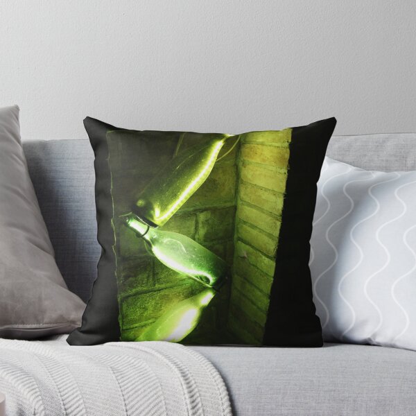 Item preview, Green light in wine bottles in sparkling wine cellar designed and sold by wineandwords.