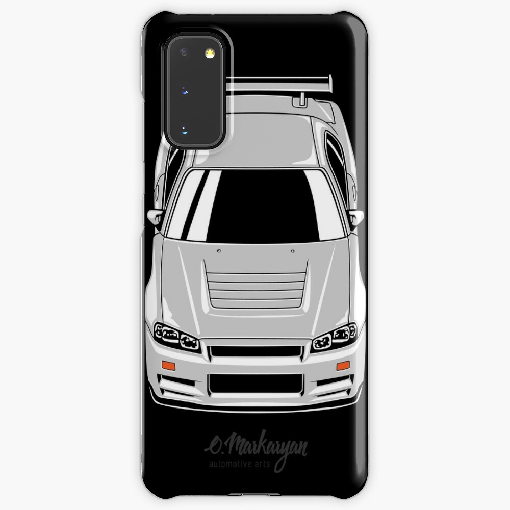 Skyline R34 Gt R White Case Skin For Samsung Galaxy By Olegmarkaryan Redbubble