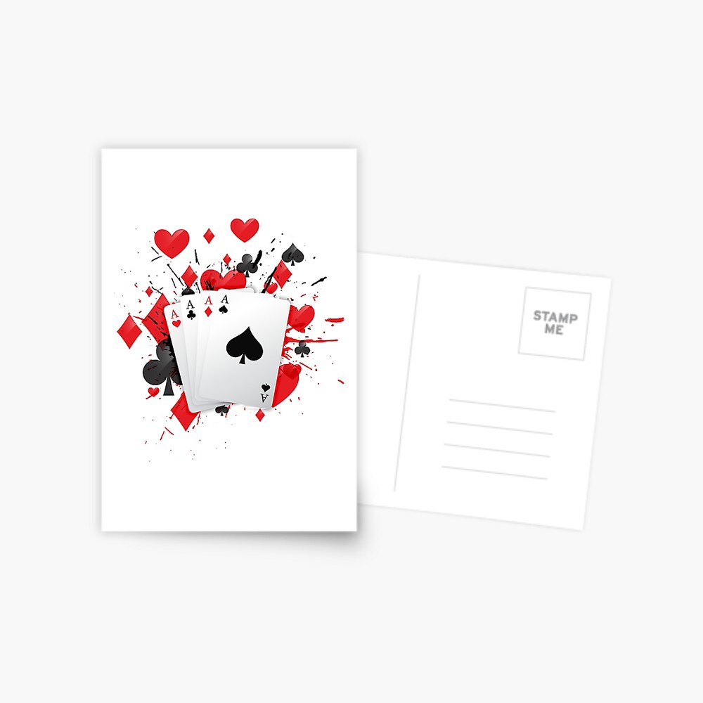 Four Aces Cards Poker Hand Colors Splash Postcard By Totalitydesigns Redbubble